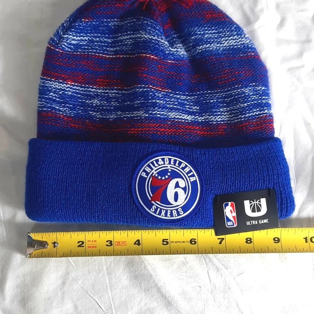 NBA Ultra Game Philadelphia 76ers Adult Knit Hat OSFM with Pom Beanie NE…